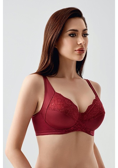 New Bra Kadın C Kap Dantelli Balenli Desteksiz Toparlayıcı Sütyen Bordo 2305 Bordo