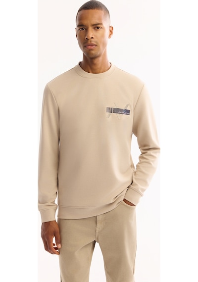 Avva Erkek Bej Bisiklet Yaka Pamuklu Bi-stretch Baskılı Regular Fit Sweatshirt A52y1260