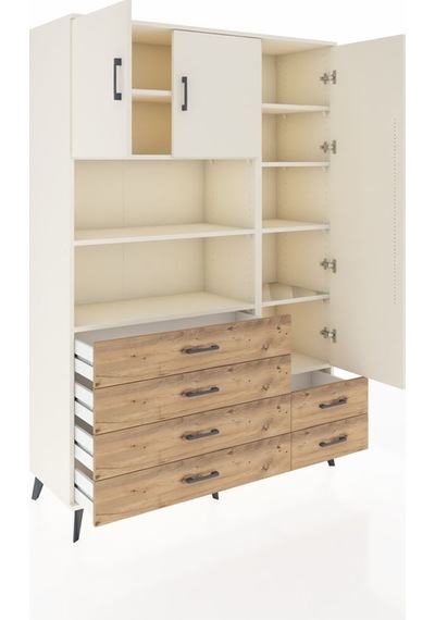 Hyperion Dolap 9 Raflı 6 Çekmeceli 3 Kapaklı 132x44x195 Aytaşı-aytaşı/çam Aytası/atlas Çam