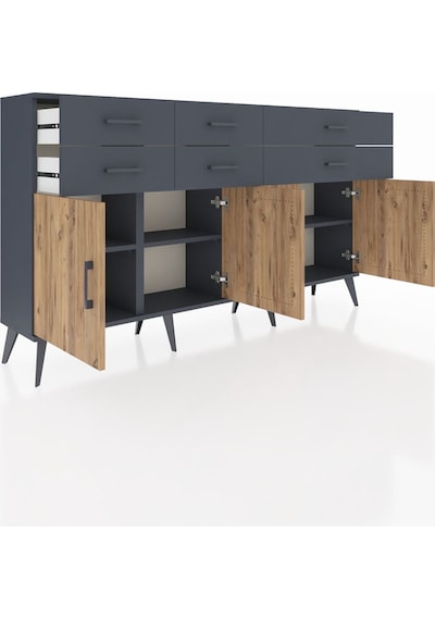 Arges Konsol 3 Raflı 6 Çekmeceli 4 Kapaklı 176x30x99 Antrasit-çam/antrasit Atlas Çam/antrasıt - Antrasıt Arges Konsol 3 Raflı 6 Çekmeceli 4 Kapaklı 176x30x99 Antrasit-çam/antrasit Atlas Çam/antrasıt - Antrasıt
