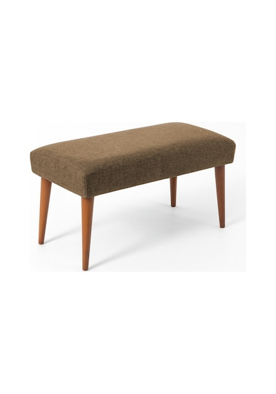 Azra Mobilya Modern Keten Kumaş Puf Bench 90x45 Cm Demonte Ahşap Ayaklı Oturma Pufu - Kahverengi Kahverengi