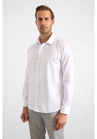 Süvari Beyaz Slim Klasik Yaka Düz Casual Gömlek Sgm1008400022-bey