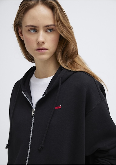 Mavi - Mavi Logo Baskılı Kapüşonlu Siyah Sweatshirt 1s10531-900 Siyah
