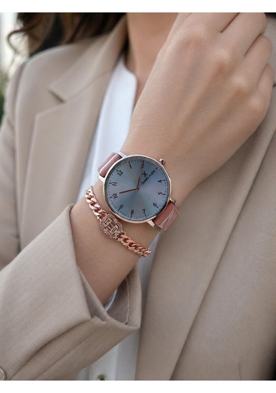 Daniel Klein Deri Kordonlu 2 Yıl Garantili 3 Atm Suya Dayanıklı Kadın Kol Saati+bileklik Bd.12810.5 Rose Gold