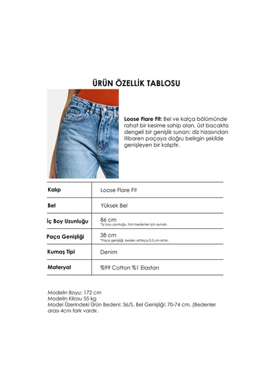 Itsbasic Kadın Mavi 4s6-4 Mry Flare Fit Komfort Kumaş Denim Jean