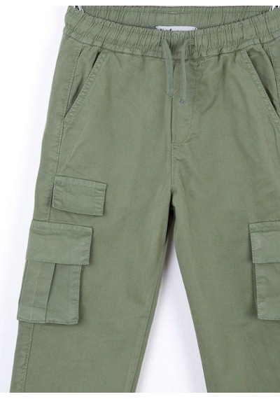 Nk Kids Çocuk Kargo Cepli Beli Paçası Lastikli Kargo Pantolon-13834-haki Haki