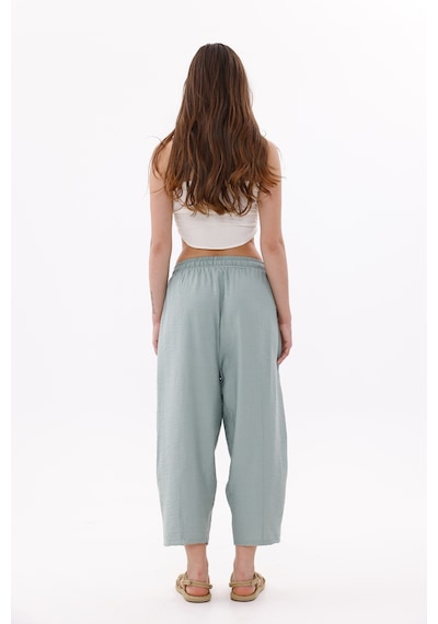 Genius Store Kadın Şalvar Cepli Ayrobin Şalvar Pantolon Ayarlanabilir Beli Lastikli Pantolon Kadın-şalvar Yeşil