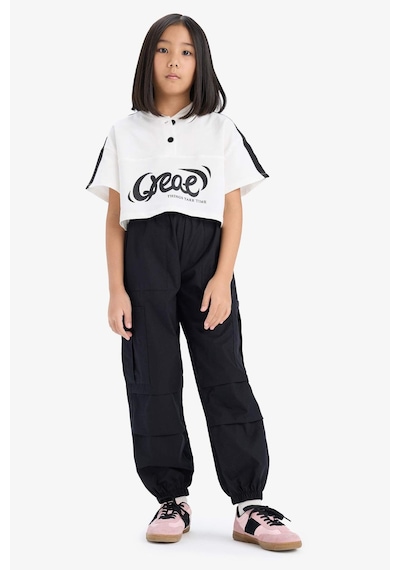 DeFacto Kız Çocuk Paraşüt Kargo Jogger Paça Pantolon E0162A825SMBK27 Siyah
