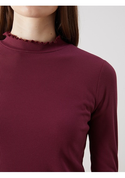 Lcw Modest Bordo Dik Yaka Kadın Body