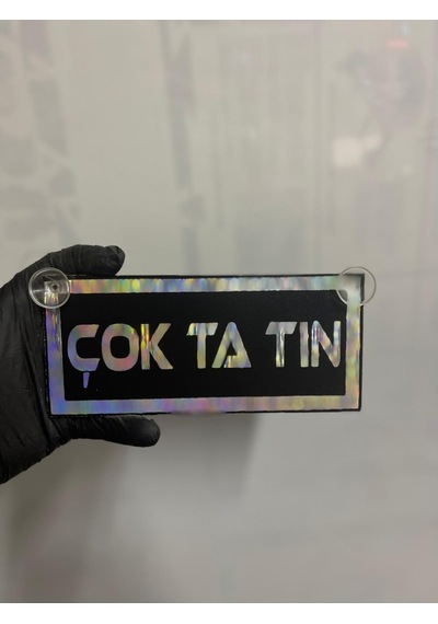 Siyah Renk Üzeri Hologram Renk Çok Ta Tın Yazılı Vantuzlu Cam Süsü