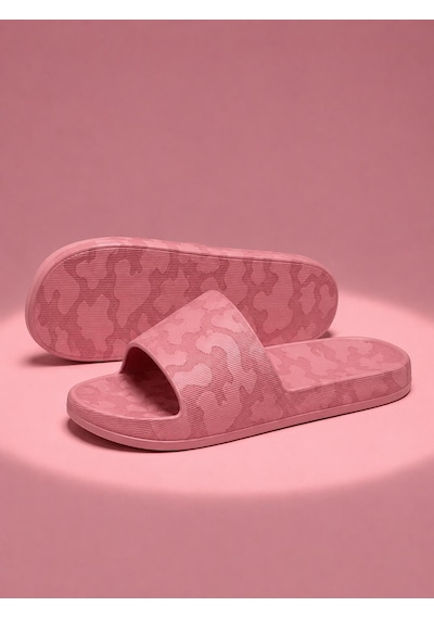 Sunyoga Kadın Kalın Taban Yumuşak Eva Terlik Günlük Ev, Yazlık Ve Plaj Terliği Desenli Pembe