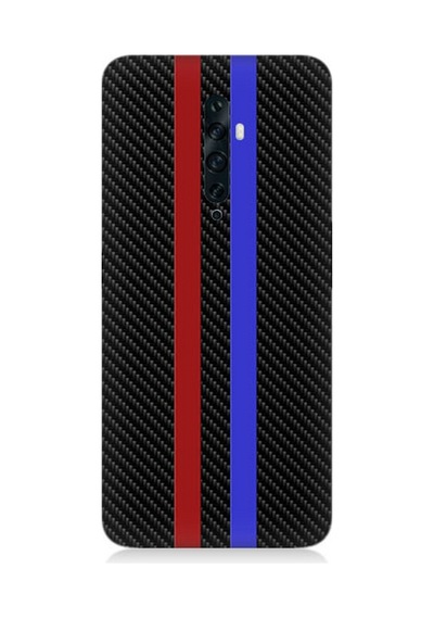Oppo Reno 2z Uyumlu Silikon Kılıf Bordo Mavi Karbon
