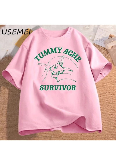 Flood Of Style Karın Ağrısı Survivor T Shirt Erkekler Kadınlar Komik Karın Ağrısı Tee Tshirt Pamuklu T-shirt Pembe