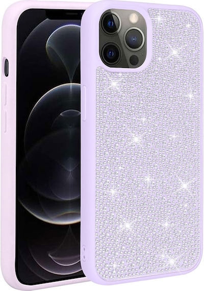 Ardemix Apple Uyumlu iPhone 14 Pro Max Parlak Taşlı Tasarım Ston Kılıf-lila Lila