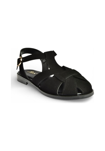 Fox Shoes Y250333302 Siyah Süet Kadın Sandalet