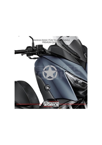 Yamaha Xmax Yıldız Sticker Yan Grenaj Desen İkili Sticker Gri