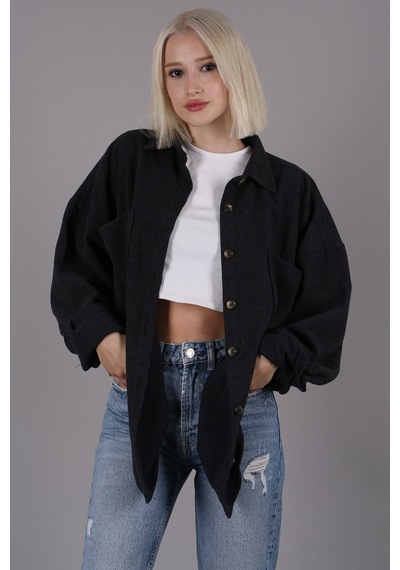 Madmext Antrasit Oversize Gömlek Ceket Mg1562 Antrasit