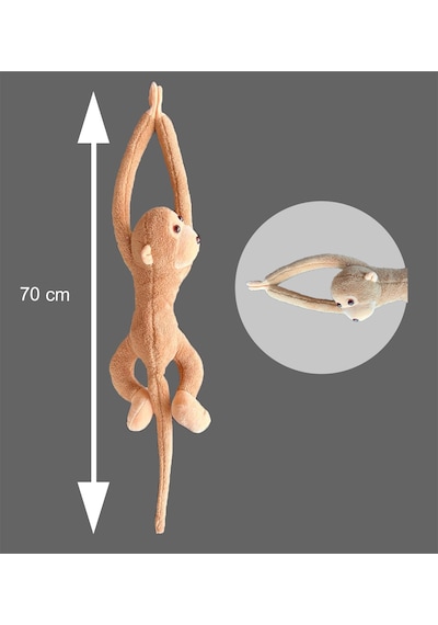 Peluş Maymun. Elleri Yapışabilen Uyku Ve Oyun Arkadaşı -70 Cm Pembe