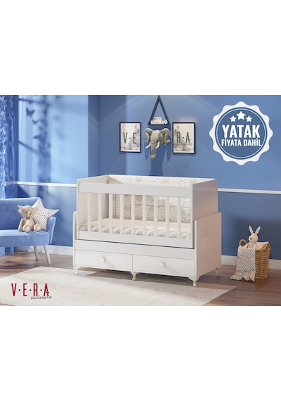 Veraexclusive Yataklı, Anne Yanı, Çekmeceli, Sallanır Beşik Beyaz