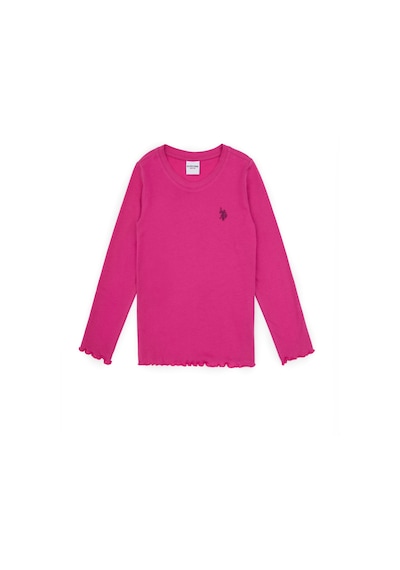 U.S. Polo Assn. Kız Çocuk Pembe Bisiklet Yaka Basic Sweatshirt 50317908-VR041