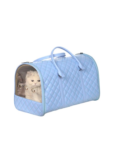 Zampa Molina Kedi Köpek Deri Taşıma Çantası Mavi 28x47x30