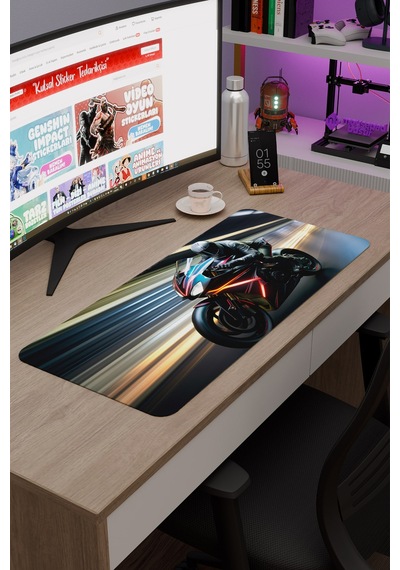 Motorsiklet Kaymaz Dikişli Kauçuk Oyuncu Mousepad V2 - 70x30 Xl Gaming Mouse Pad Fare Altlığı