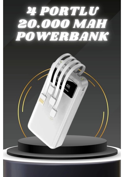 Powerbank Şarj Cihazı 4 Çıkışlı 20.000 Mah Powerbank Kompakt Yüksek Kapasiteli Hızlı Şarj Çok Renkli