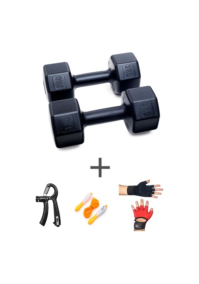 Ps Spor 3 Kg Dambıl Set 3kg 2 Adet Dambıl +body Eldiven Sayaçlı Ayarlanabilir El Yayı Ve Atlama İpi