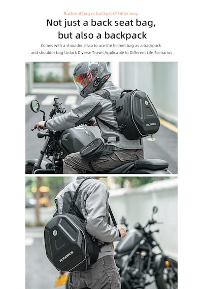 Rockbros 20l - 35l Körüklü Genişleyebilir Eva Sert Kabuklu Darbeye Dayanıklı Motosiklet Arka Kuyruk Ve Sele Üstü Çanta Alüminyum - Siyah