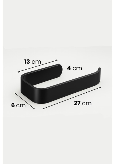 Yapışkanlı Lüks Tasarım Lamalı Tuvalet Kağıtlığı - Modern Banyo Kağıt Havluluk - Delmeden Montaj Siyah