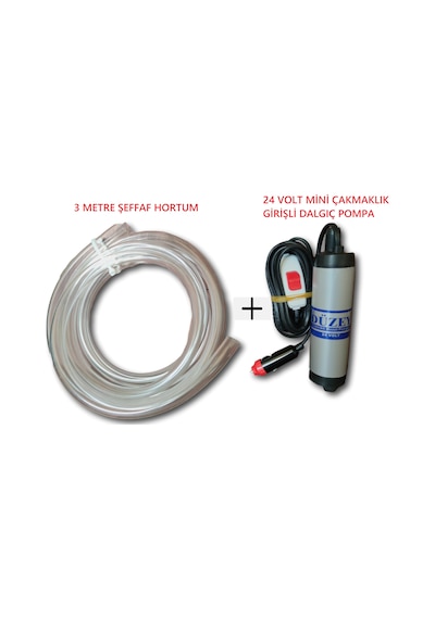 24 Volt Mini Çakmaklı Dalgıç Pompası+hortum Seti Su,süt,yağ