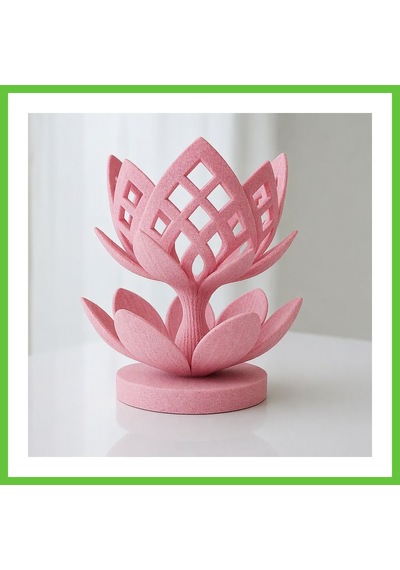 Bezos 3d Baskı Lotus Çiçeği Mumluk - Dekoratif Tealight Mumluk-pembe Dmc