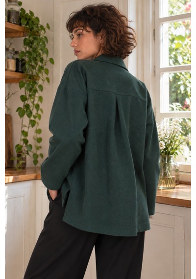 Armonika Kadın Koyu Yeşil Erkek Yaka Yanları Yırtmaçlı Oversize Ceket Arm-26k001009