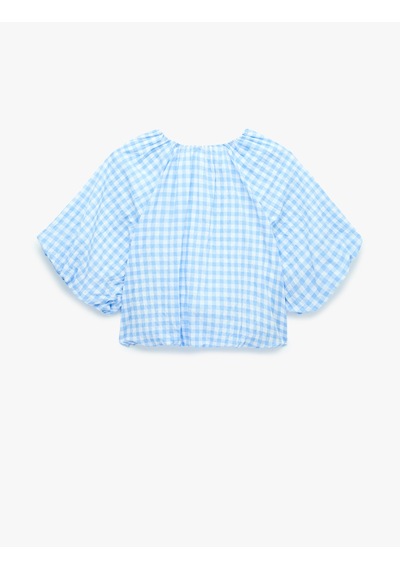 Koton Pamuklu Bağcıklı Yuvarlak Yaka Kısa Kollu Pötikareli Balon Crop Bluz Mavi Ekose 6sak60290ew Koton Pamuklu Bağcıklı Yuvarlak Yaka Kısa Kollu Pötikareli Balon Crop Bluz Mavi Ekose 6sak60290ew