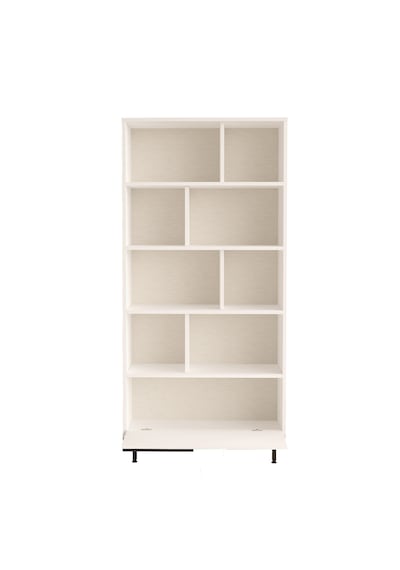 Robin Home Kitaplık Raf Metal Ayaklı 176cm Kapaklı Beyaz Beyaz