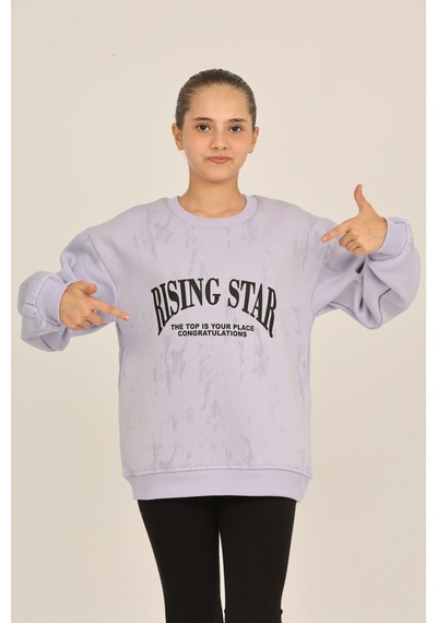 Toontoy Kız Çocuk Rısıng Star Baskılı Sweatshirt Koyu Mavi