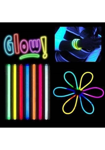 Glow Stick Fosforlu Çubuk Işıklı Karanlıkta Parlayan 200 Adet