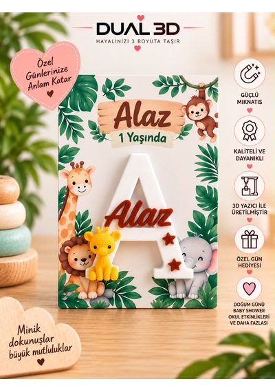 Dual 3D Kişiye Özel İsimli Buzdolabı Magneti Doğum Günü - Baby Shower Hediyesi 3d Magnet Bebek Doğum Hediyeliği