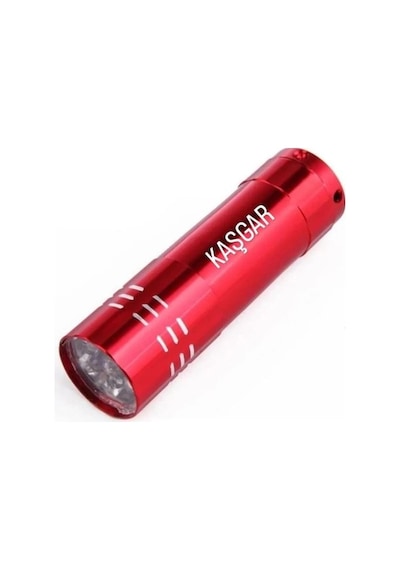 Süper Parlak 9 Ledli Metal Mini El Feneri Açık Kırmızı