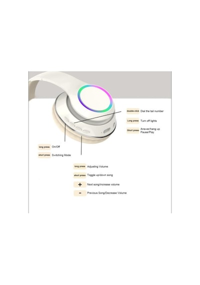 P101 Bluetooth Kulaklık 5.3 Wireless Headphone Şarjlı Kulaküstü Kulaklık Rgb Led Işıklı Fm Radyo Sd Kart Aux Girişli Mikrofonlu Type C Şarj