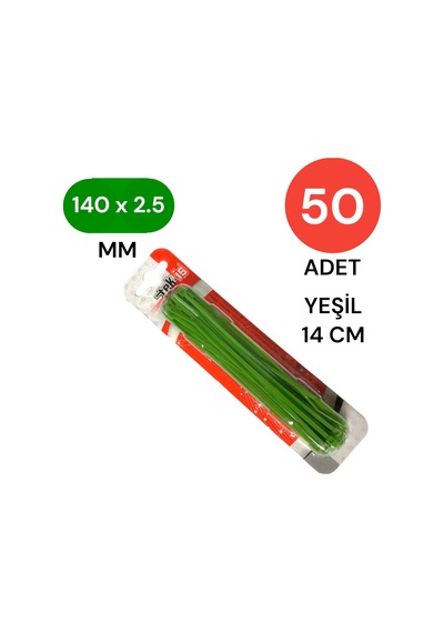 Tek-iş Plastik Kablo Bağı Klipsi Cırt Kelepçe 140 Mm X 2.5 Mm Yeşil 50 Adet