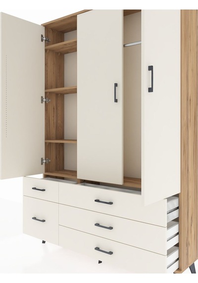 Arges Dolap 5 Raflı 5 Çekmeceli Tek Askılı 132x30x195 Çam-ayt... Çam Arges Dolap 5 Raflı 5 Çekmeceli Tek Askılı 132x30x195 Çam-ayt... Çam