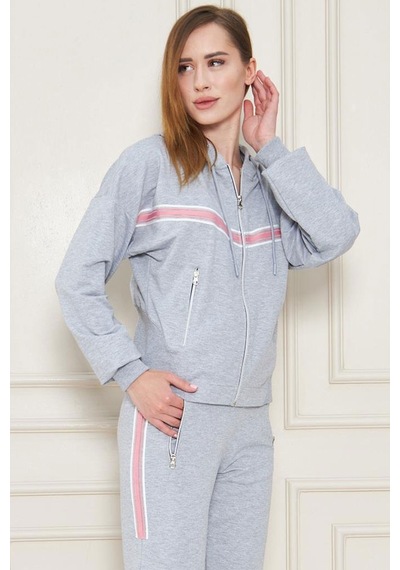 Trendhill Kadın Gri Melanj Cepli Önden Fermuarlı Kapüşonlu Iki Iplik Eşofman Takım Gmj5552 Trendhill Kadın Gri Melanj Cepli Önden Fermuarlı Kapüşonlu Iki Iplik Eşofman Takım Gmj5552