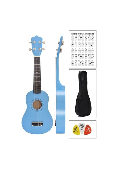 Soprano Açık Mavi Ukulele 54cm Kılıf Ve Pena