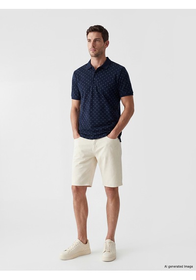 Lcwaıkıkı Classic Lacivert Polo Yaka Desenli Erkek Tişört