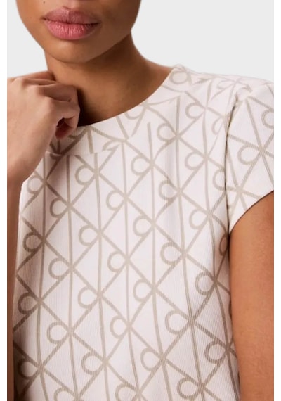 Calvin Klein Pamuklu Slim Fit Logo Baskılı T Shirt Bayan T Shirt Lv047g830g Yas Krem