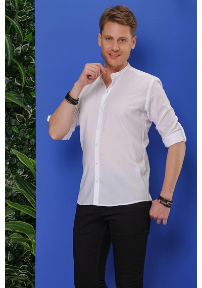 Efor G 1530 Slim Fit Beyaz Spor Gömlek Beyaz