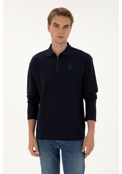 U.S. Polo Assn. Erkek Comfort Fit Yarım Fermuarlı Lacivert Sweatshirt 50313754-VR033