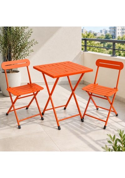 Katlanır Metal Balkon Bahçe Bistro Masa Sandalye Seti 2 Kişilik 1 Masa 2 Sandalye Turuncu 1638 Katlanır Metal Balkon Bahçe Bistro Masa Sandalye Seti 2 Kişilik 1 Masa 2 Sandalye Turuncu 1638