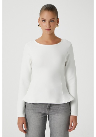 Ritnice Kadın Runa Premium Ekru Peplum Bluz Ekru